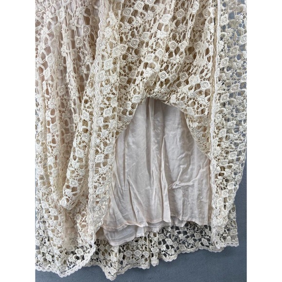 byTiMo Dress Women’s Sz S Ivory Lace Crochet Puff Sleeve V-Neck Babydoll NWOT - Picture 6 of 11